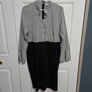 New York & Co pinstripe shirtdress L